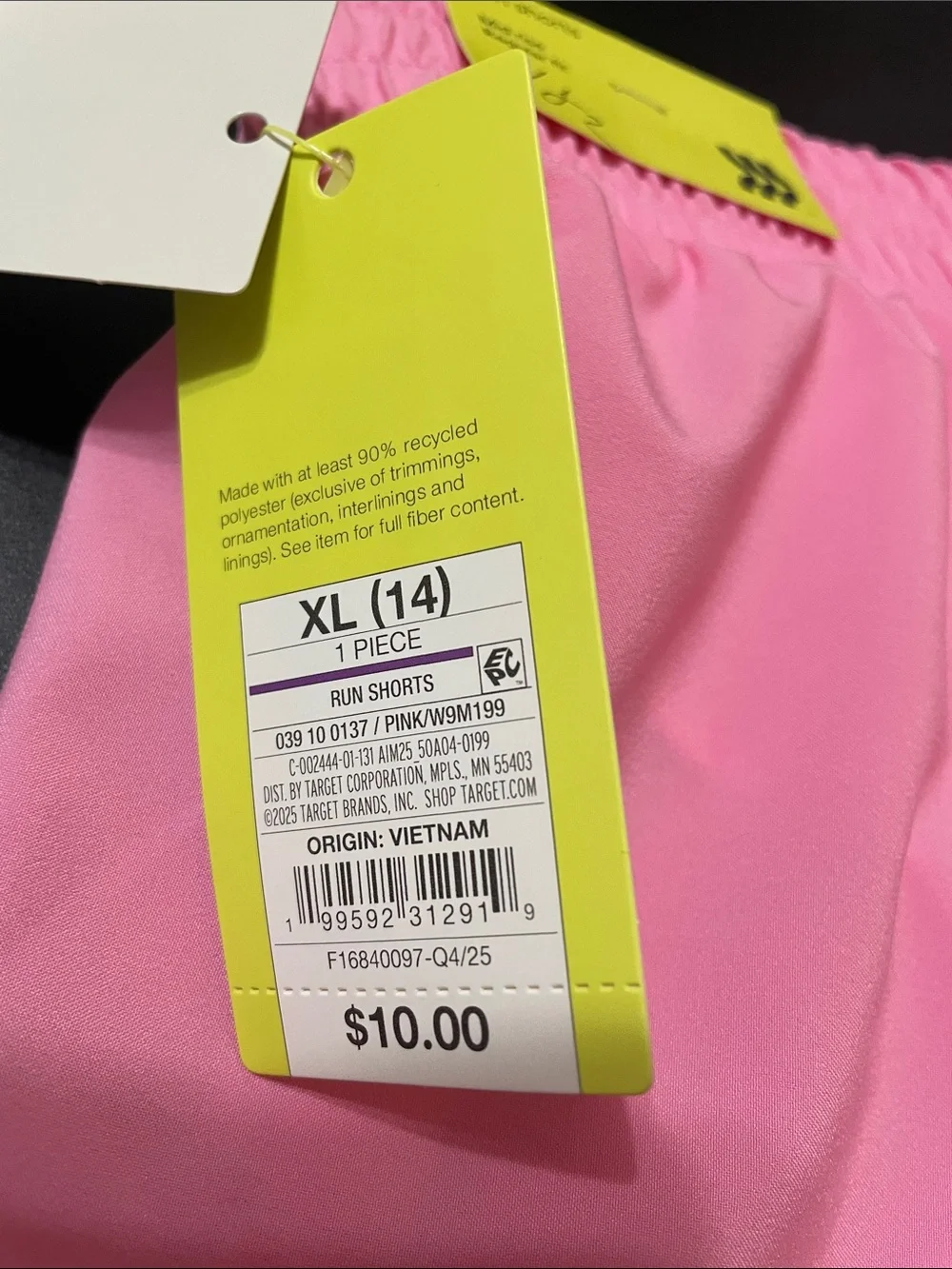 All in Motion Girls Sz. XLG 14 Athletic Pink Shorts w Elastic Waistband NWT